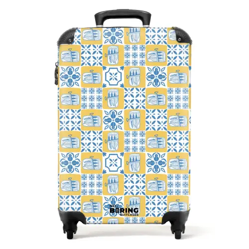 Tegel patroon blauw geel NBS - Handbagage koffer - Kinderen Unisex middel -productfoto_recht