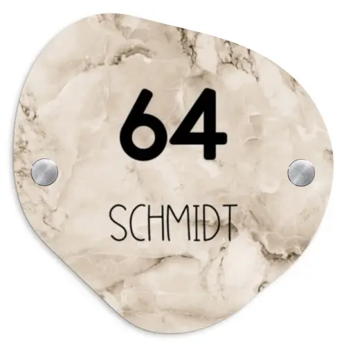 Lichtbruin marmer - Modern Naambord Organisch middel -3d