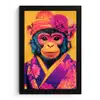 Aap - Kimono - Bloemen - Hoofdtooi fotolijst zwart zonder passe partout klein -3d
