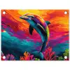 Dolfijn - Kleurrijk - Oceaan - Koraal tuinposter los doek klein -3d
