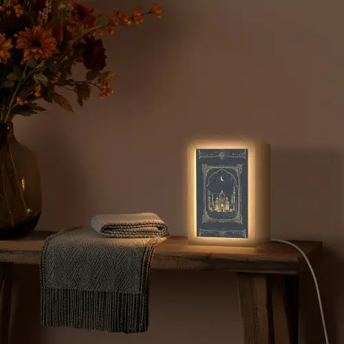 Moskee - Islam - Goud - Ramadan - Islamitische Light Box met kabel (Wandlamp) klein -sfeer4