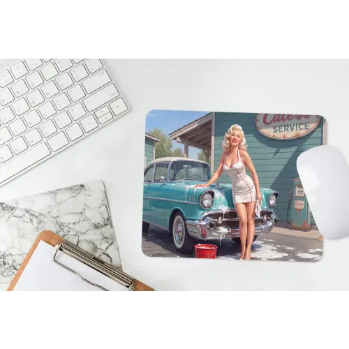 Auto - Vrouw - Groen muismat rubber klein -witbureau