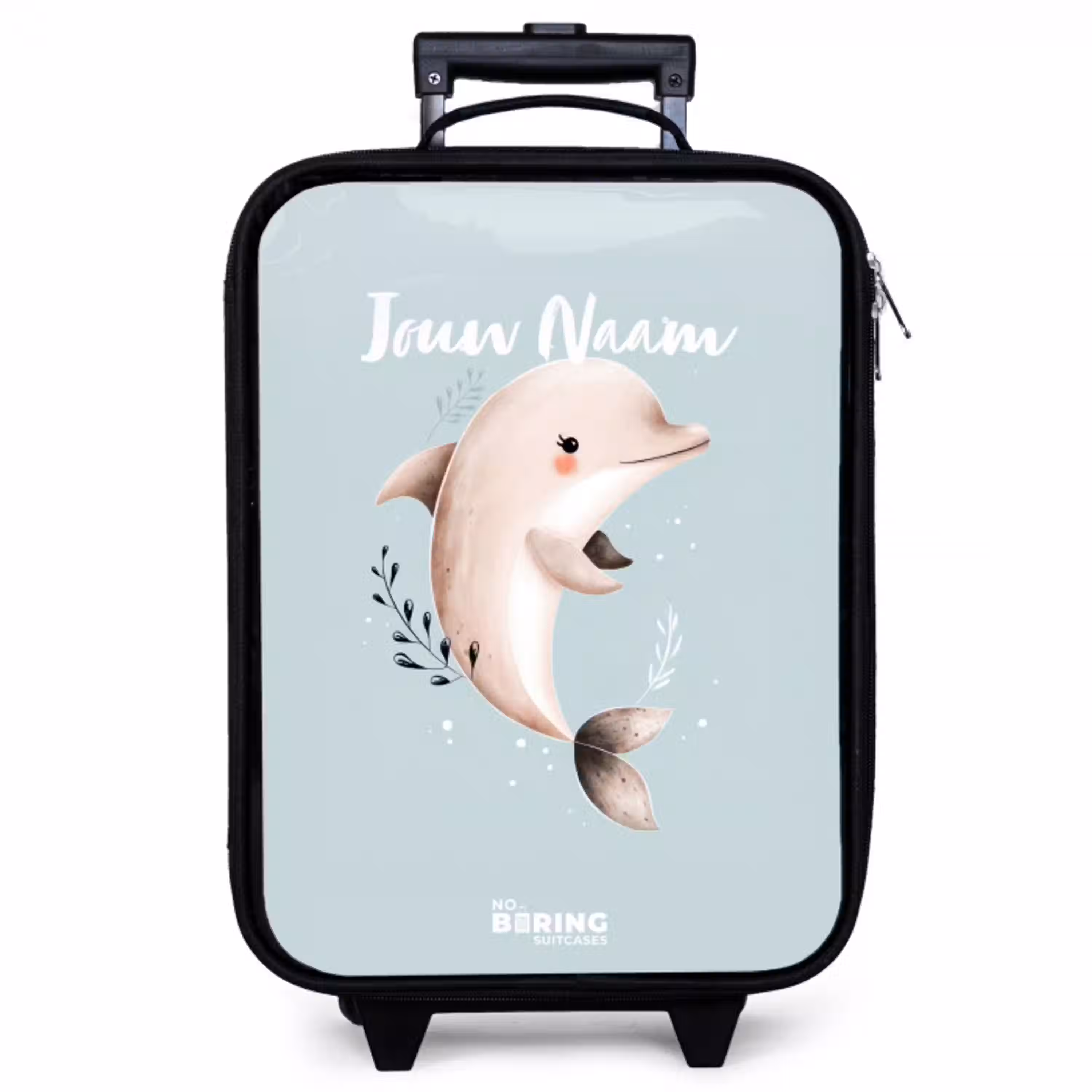 Beige dolfijn in blauw water Kinderkoffer - Zwart klein -zzz_website3d