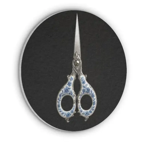 Schaar - Delfts blauw - Zwart Akoestische PET Vilt - Rond klein -3d