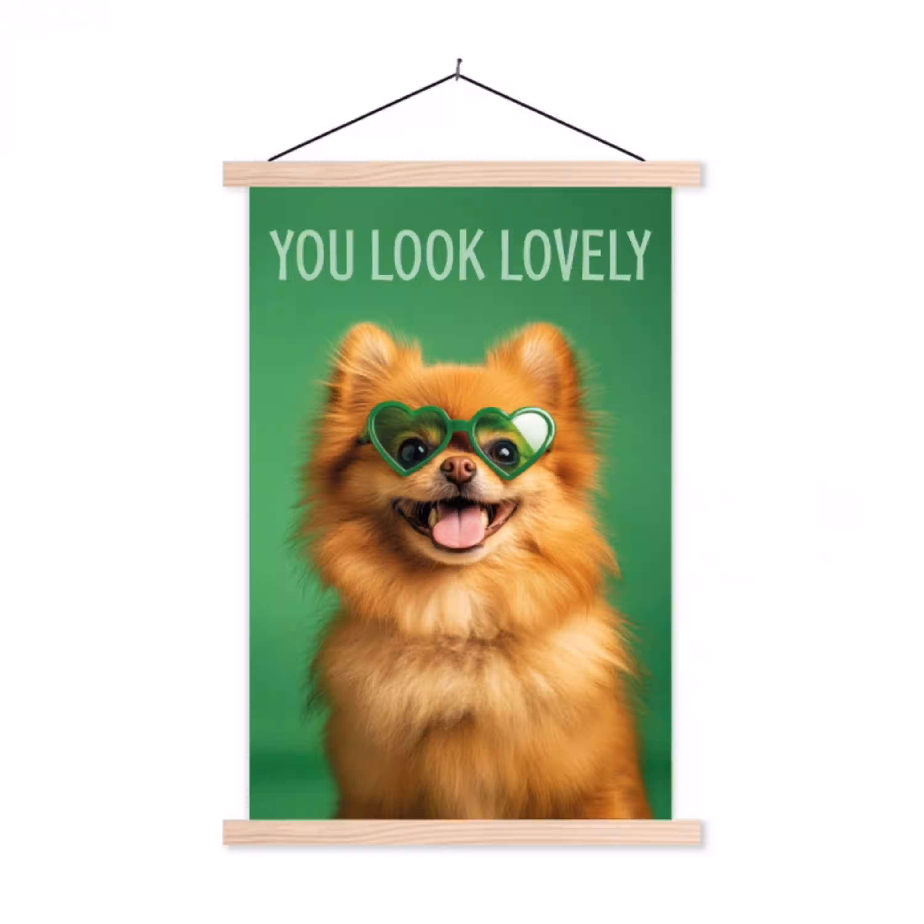 Hond - Zonnebril - Valentijn - Love textielposter latten blank klein -3d