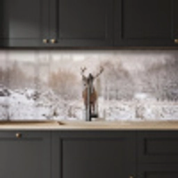 Edelhert - Bos - Sneeuw - Winter - Majestueus keuken achterwand 2 middel -sfeer1