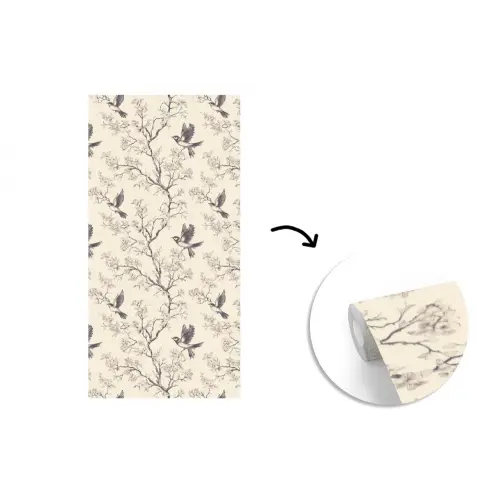 Takken - Vogels - Beige fotobehang vinyl groot 64 -3d