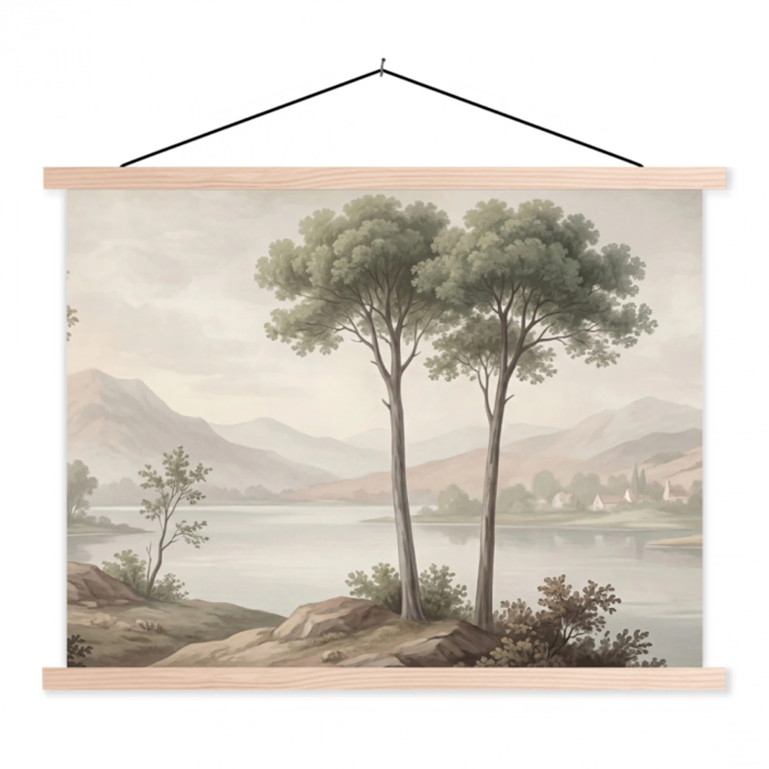 Bomen - Meer - Bergen - Illustratie textielposter latten blank klein -3d