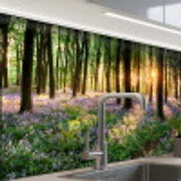 Bos - Bloemen - Lavendel - Zon - Paars - Natuur keuken achterwand sample klein -zzzz3d_schuin