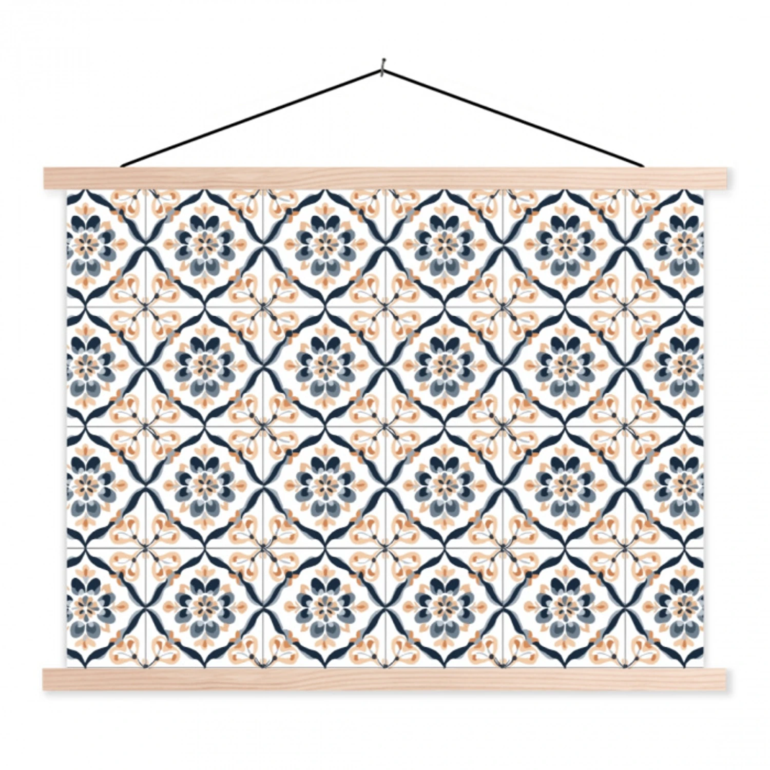 Bladvorm - Patroon - Kleurrijk textielposter latten blank klein 122 -3d