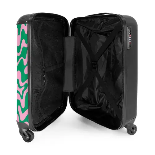 Abstract - Organisch Roze/Groen NBS - Handbagage koffer - Kinderen Unisex middel -binnenkant