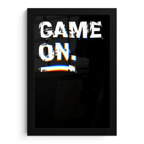 Gaming - Game - Spreuken - Quotes - Game on fotolijst zwart zonder passe partout klein -3d