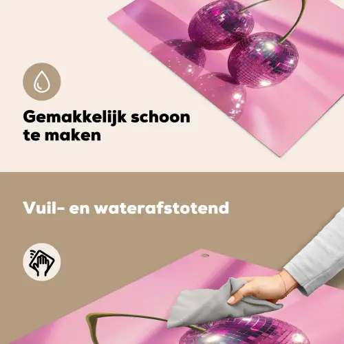 Glitter - Discobol - Roze - Kersen Inductie beschemer met haakjes klein -ky-schoon-nl