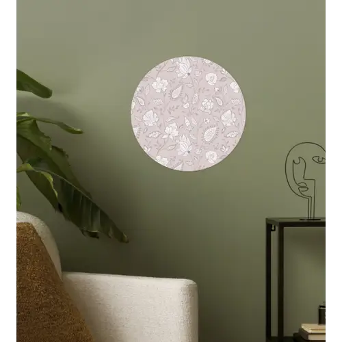 Bloemen - Getekend - Lavendel Wandcirkel behangsticker klein 186 -sfeer2
