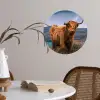 Schotse Hooglander - Berg - Water - Natuur - Koe Wandcirkel behangsticker klein -sfeer3