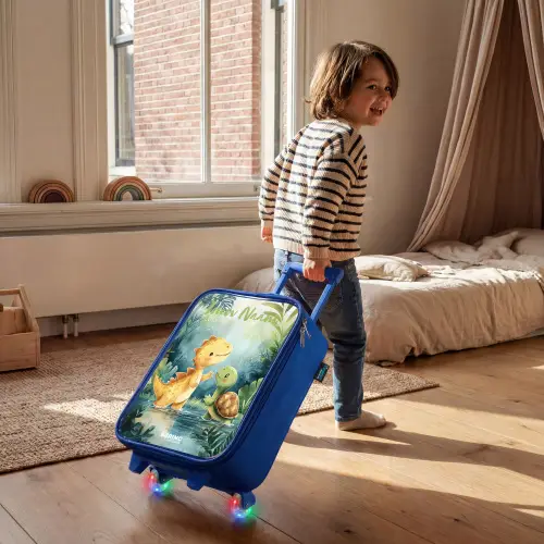 Dino - Schildpad - Jungle Kinderkoffer - Blauw klein -sfeer1