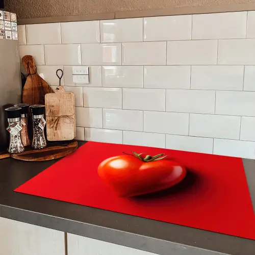 Tomaat - Rood - Hart Inductie beschermer vinyl 3mm klein -sfeer3