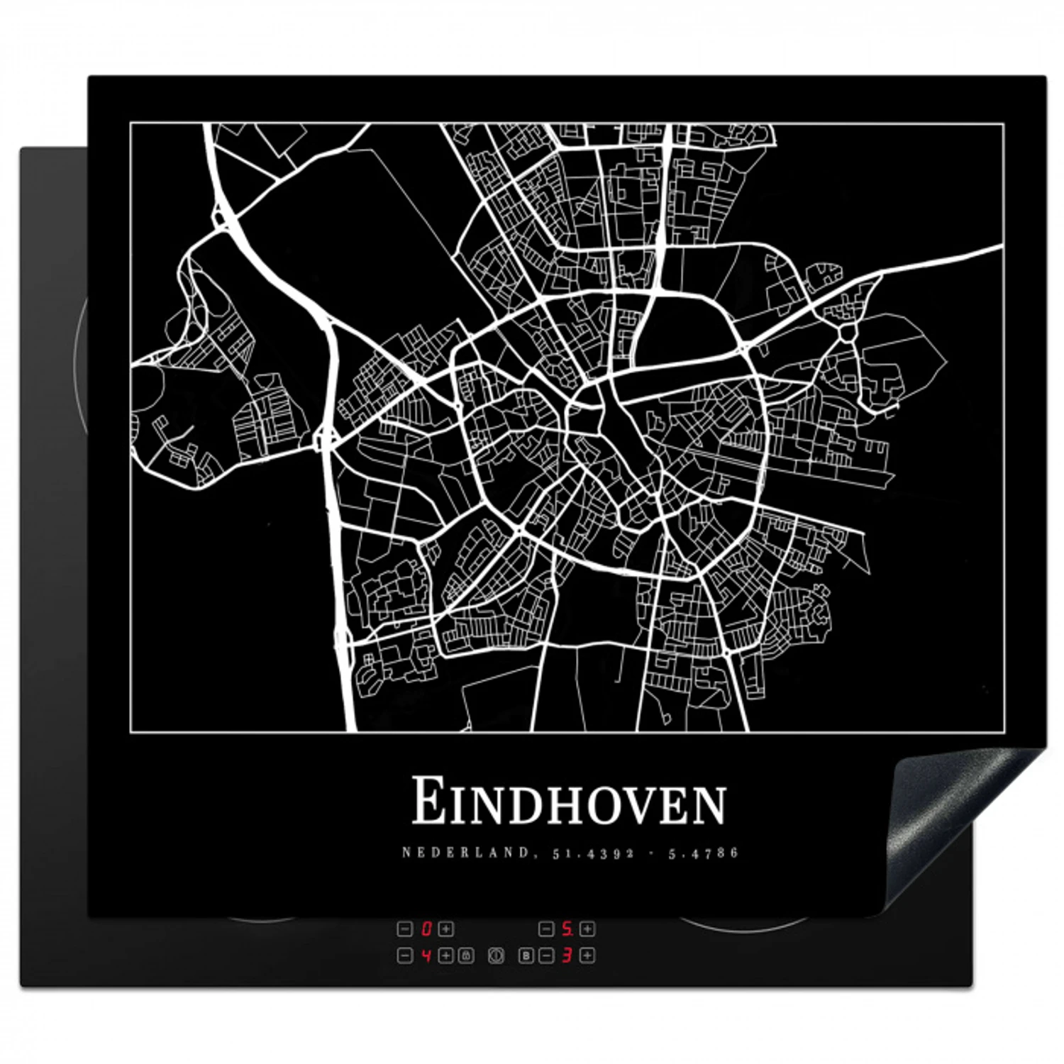 Plattegrond - Eindhoven - Kaart - Stadskaart Inductie beschermer vinyl 3mm middel -3d
