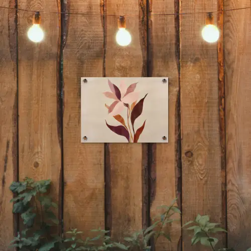 Bloemen - Blaadjes - Minimalistisch - Roze tuinposter los doek klein -sfeer1