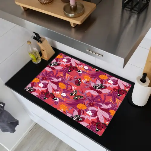 Zomer - Vlinder - Donker - Roze Inductie beschemer met haakjes klein 777 -sfeer1