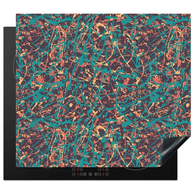 Spat - Abstract - Oranje - Groen Inductie beschermer vinyl 3mm middel 274 -3d