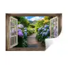Doorkijk - Hortensia - Pad - Natuur Muursticker klein -3d