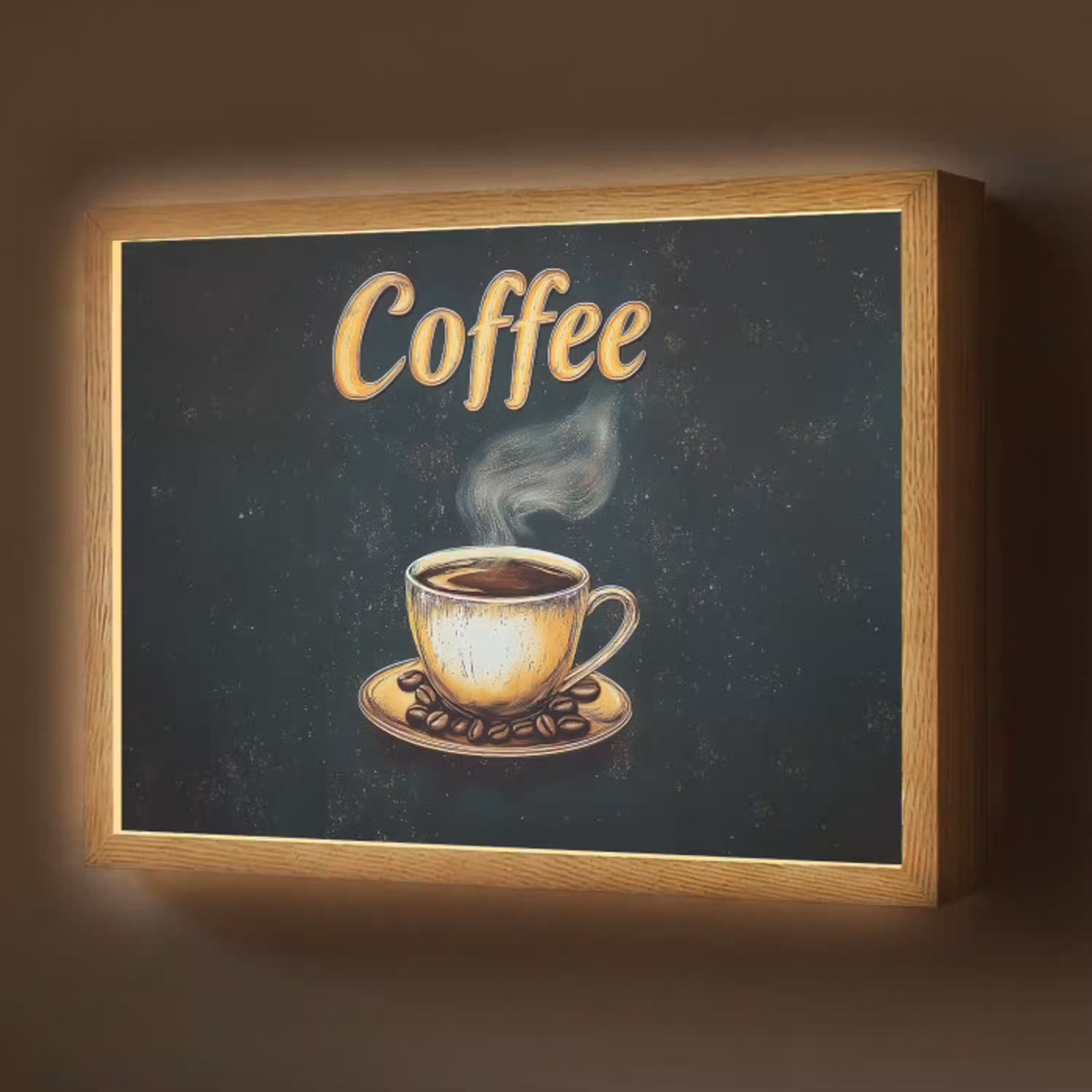 Koffie - Schotel - Koffiebonen - Retro Light Box met batterij (Wandlamp) middel -z3d_website