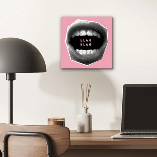 Mond - BLAH BLAH - Roze aluminium wit klein -sfeer5
