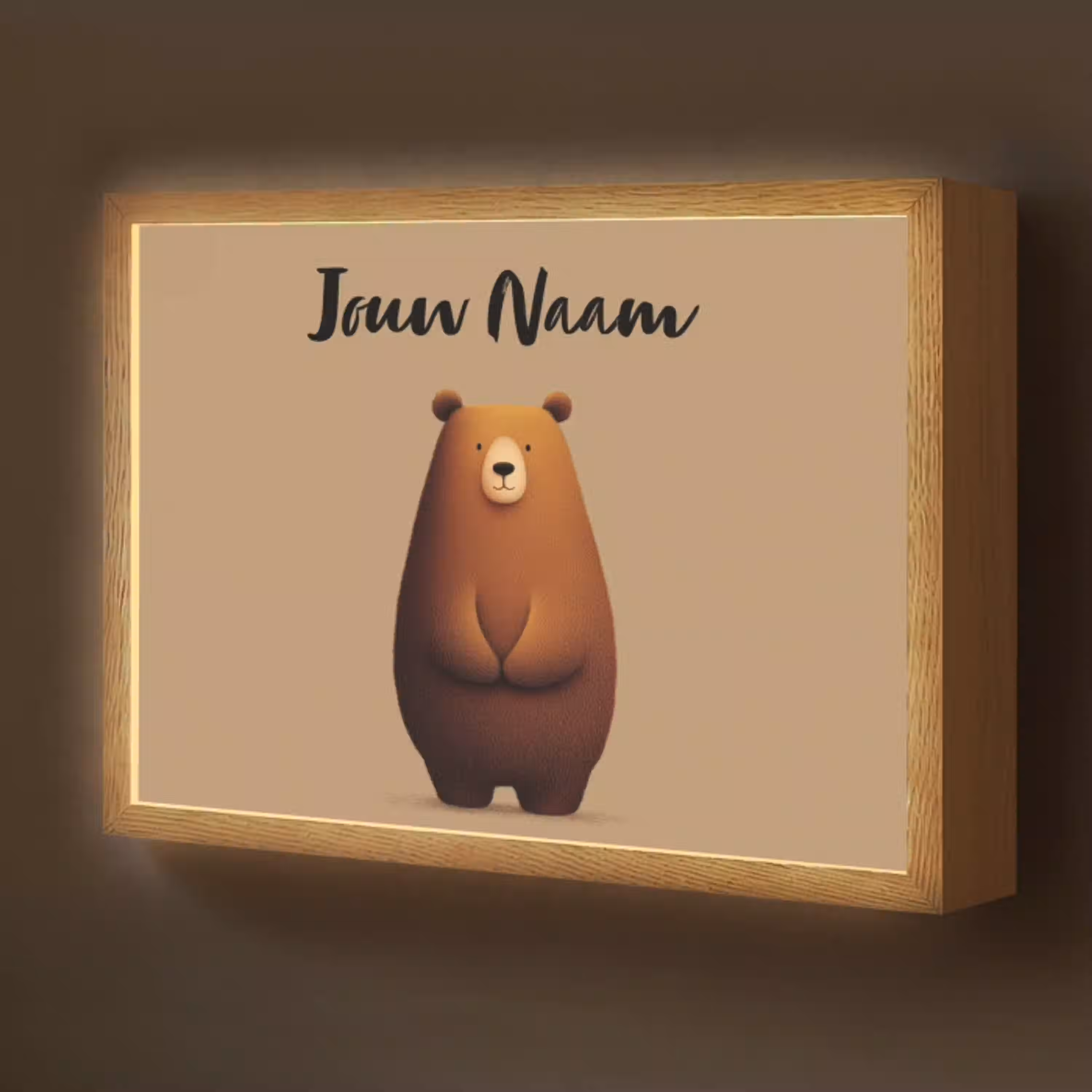Beer - Minimalistisch - Bruin Light Box met batterij (Wandlamp kind) middel -z3d_website