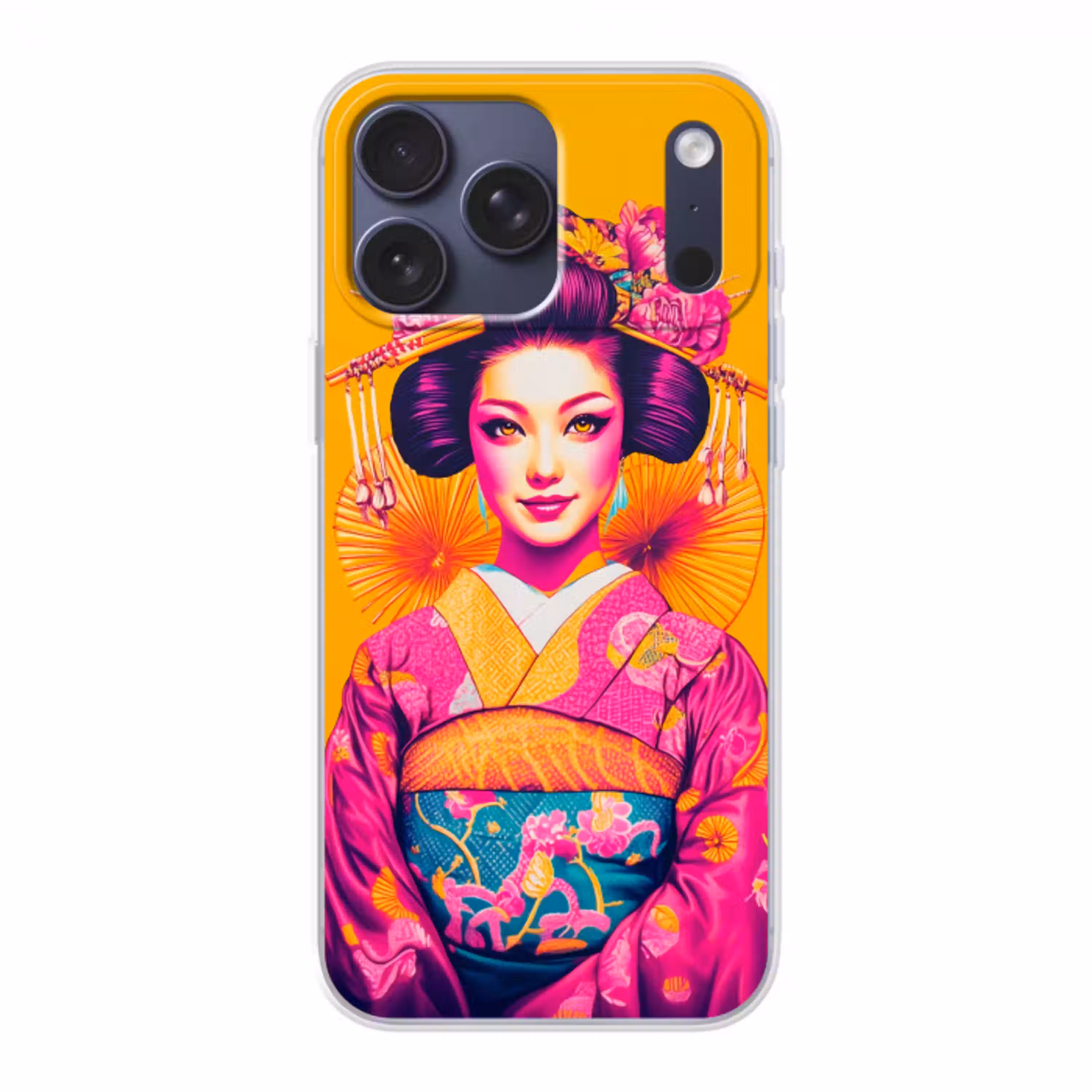 Bloemen - Vrouw - Kimono - Roze Telefoonhoesje iPhone 17 Pro Max klein -3d