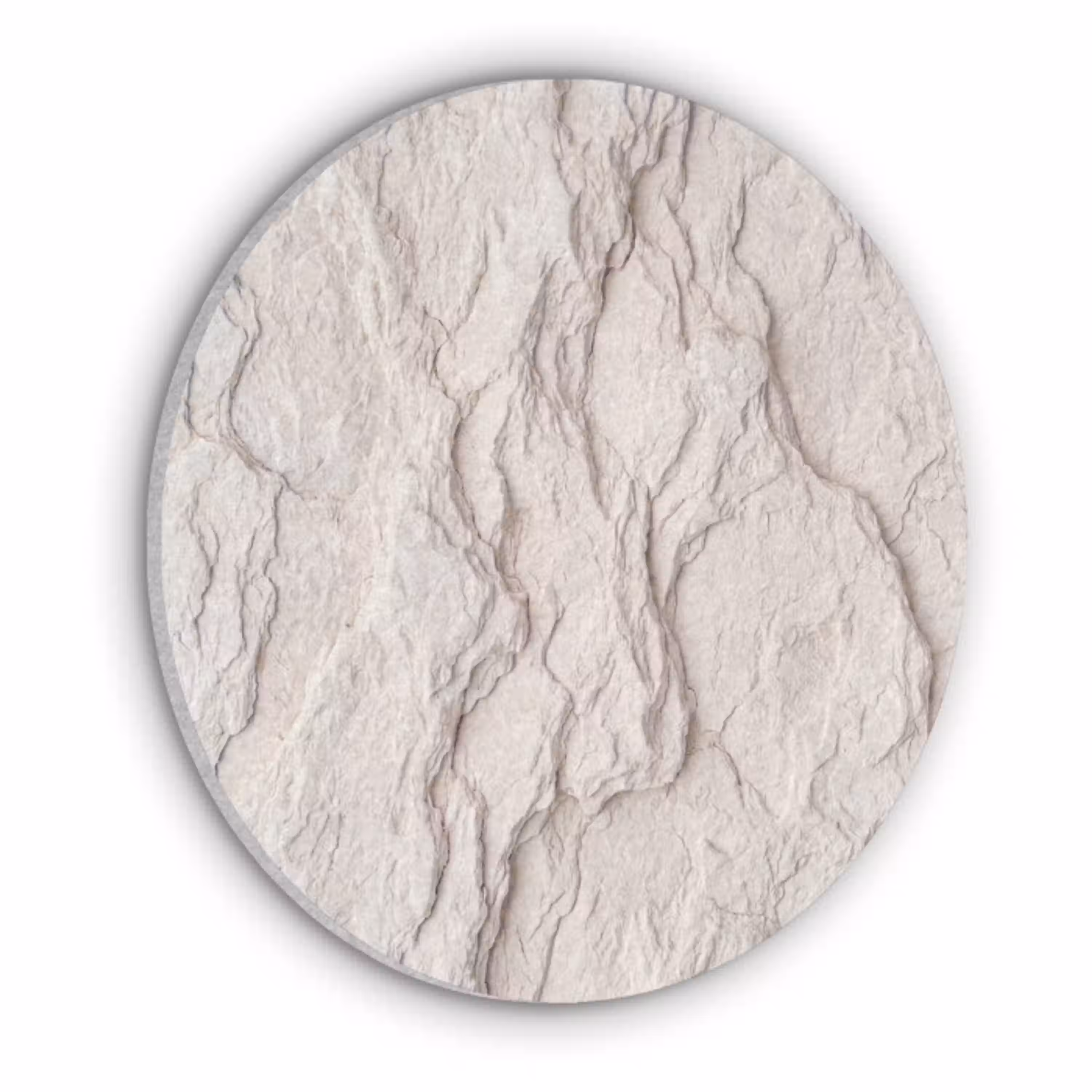 Rots - Structuur - Natuur - Beige - Abstract Akoestische PET Vilt - Rond klein -3d