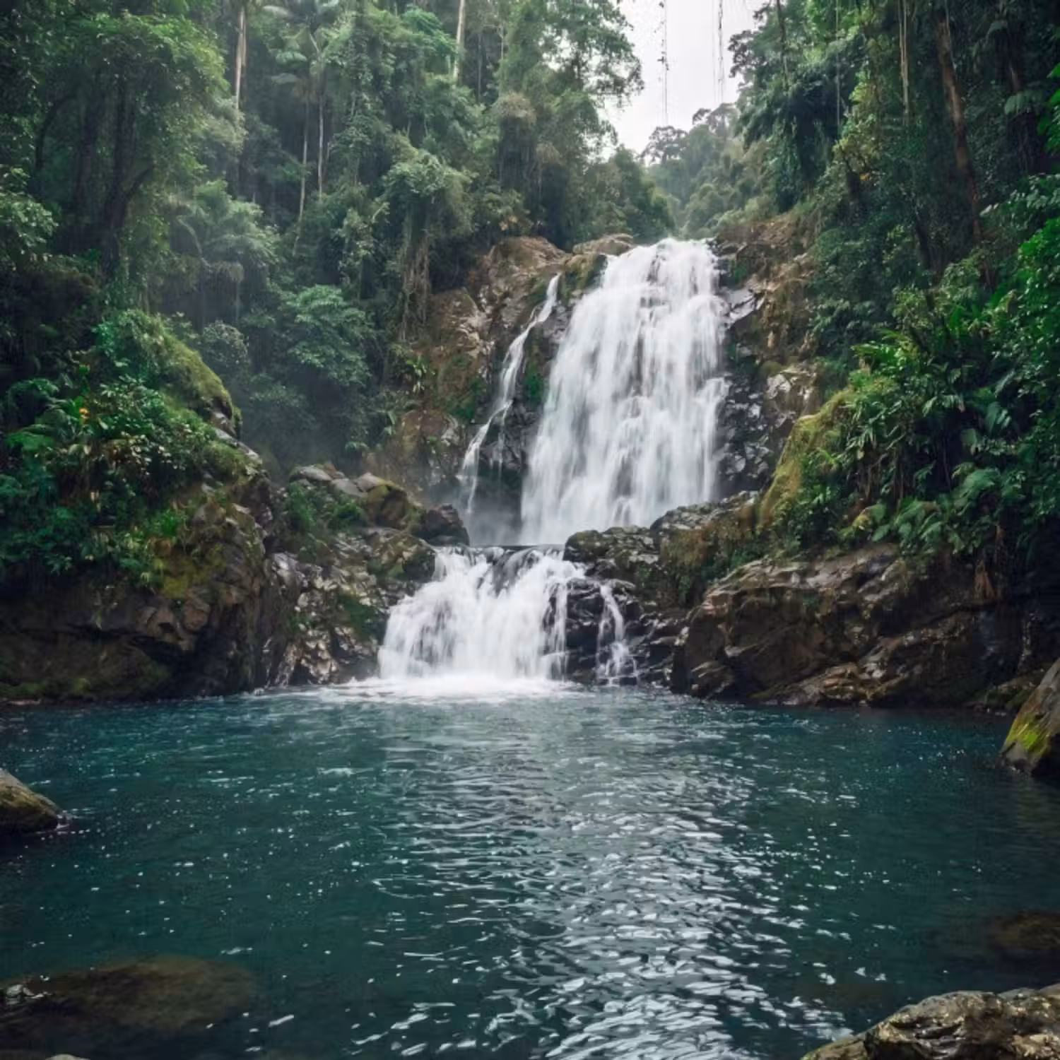 Tapete - Wasserfall - Wald - Natur - Grün