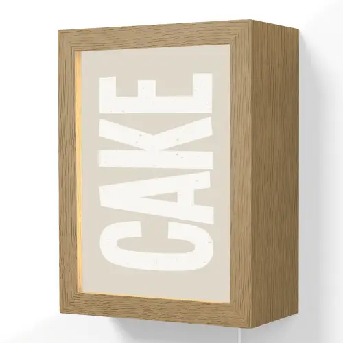 Cake - Woord - Japandi - Wit Light Box met kabel (Wandlamp) klein -3d