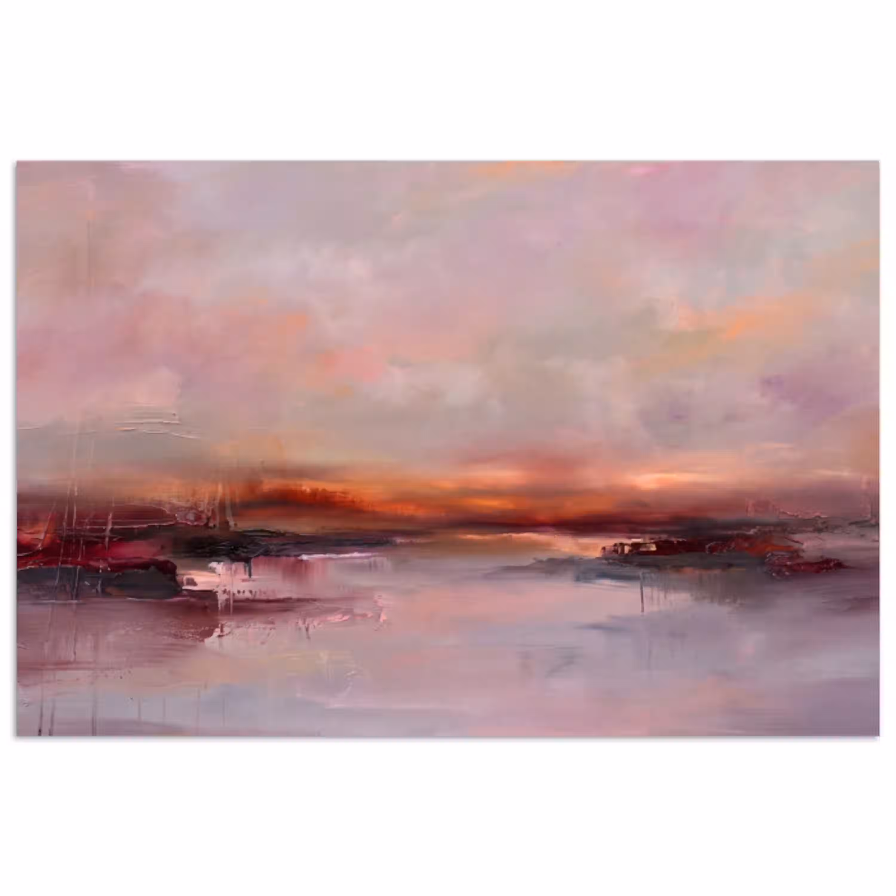 Landschap - Zonsondergang - Abstract - Modern - Roze poster papier klein -3d