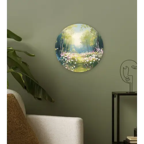 Bos - Schilderstijl - Kleurrijk Wandcirkel plexiglas klein -sfeer3
