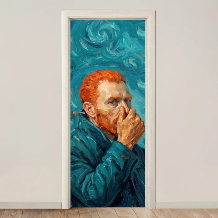Portret - Klassiek - Blauw deurposter klein -3d_beige