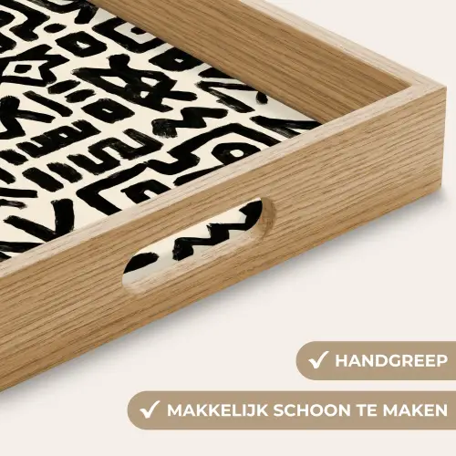 Geometrisch - Figuren - Zwart Dienblad Rechthoek middel 911 -USP_HandgreepNL