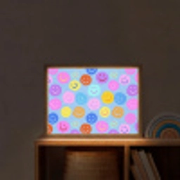 Smileys - Kleurrijk - Grappig Light Box met batterij (Wandlamp kind) middel -sfeer1_kind