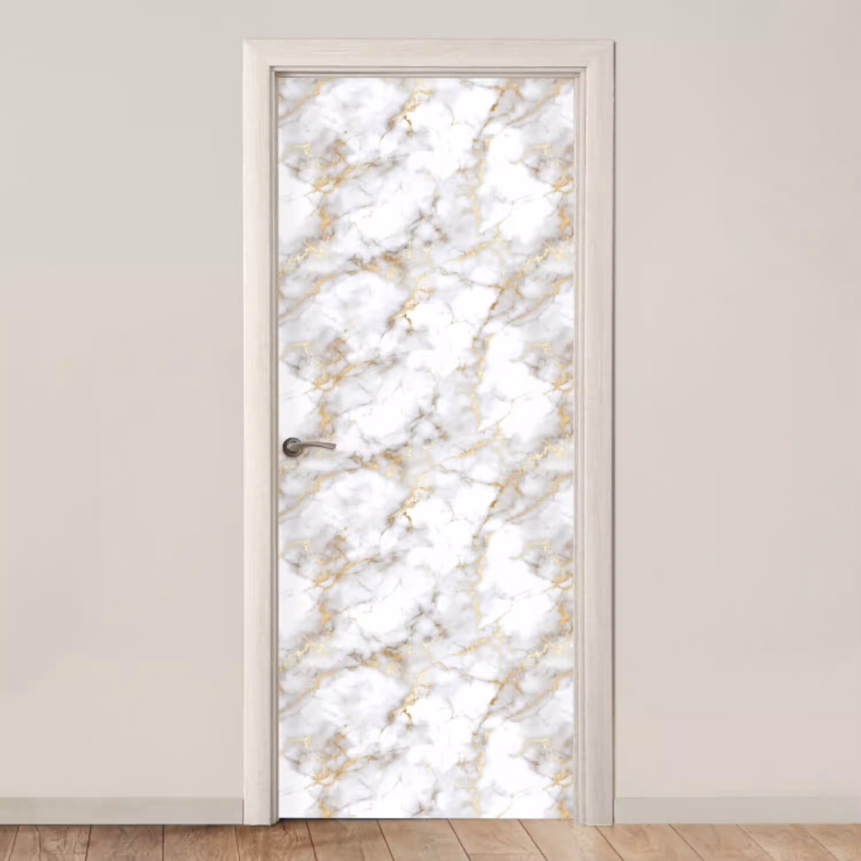 Gouden aders - Marmer - Wit deurposter klein 289 -3d_beige