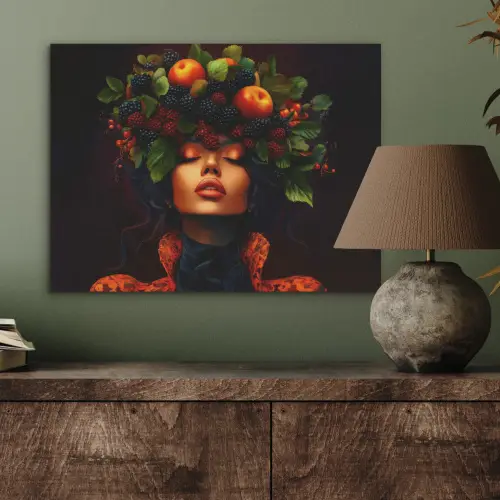 Vrouw - Zwart - Bessen - Bramen - Appels PET vilt klein -sfeer2