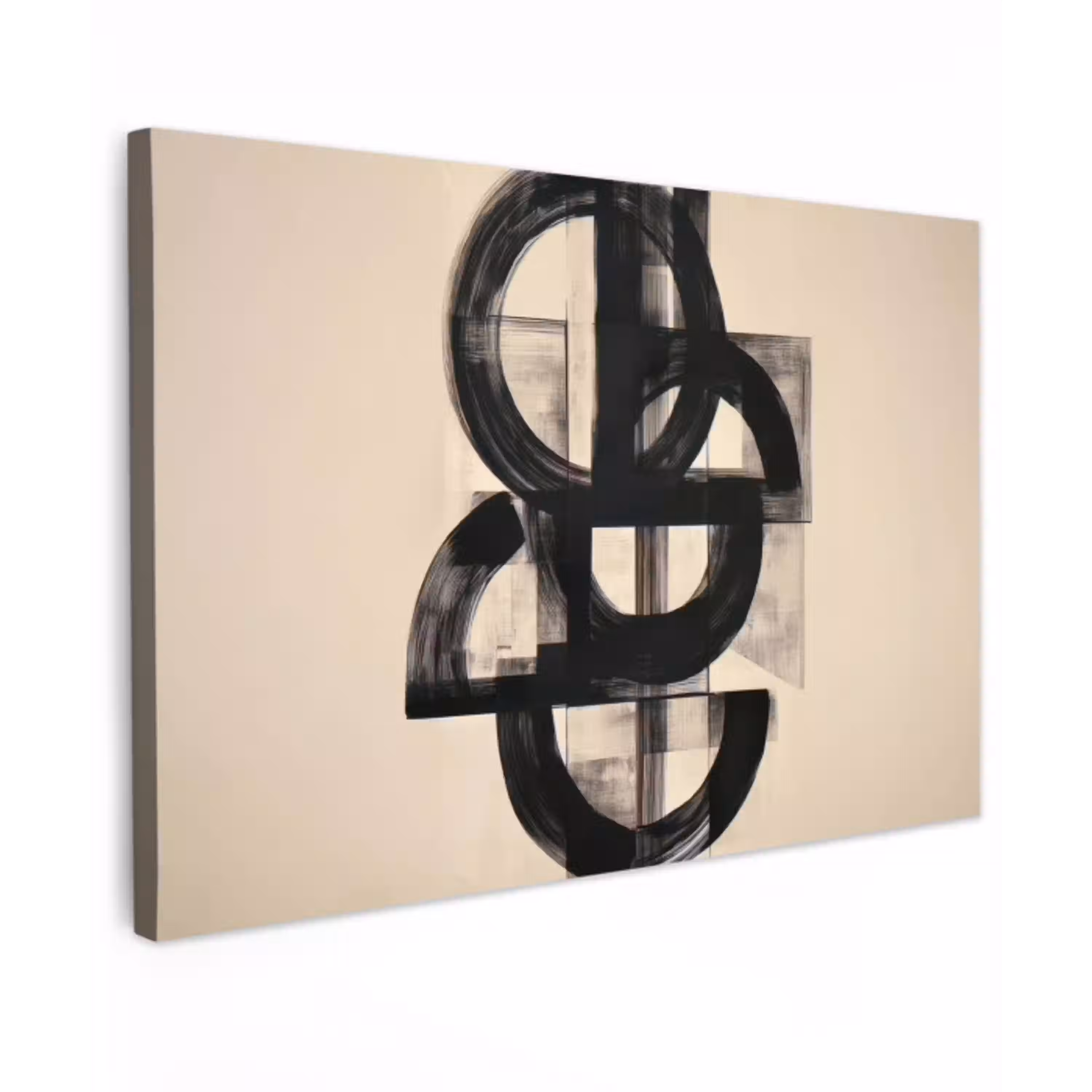 Cirkels - Lijnen - Vormen - Zwart canvas 2cm klein -z3d