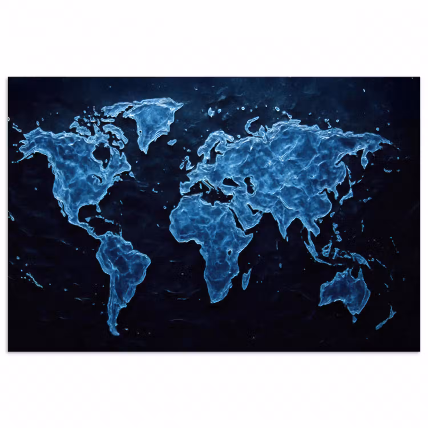 Poster - Weltkarte - Wasserstruktur - Blau