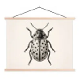 Kever - Insect - Vintage textielposter latten blank klein -3d