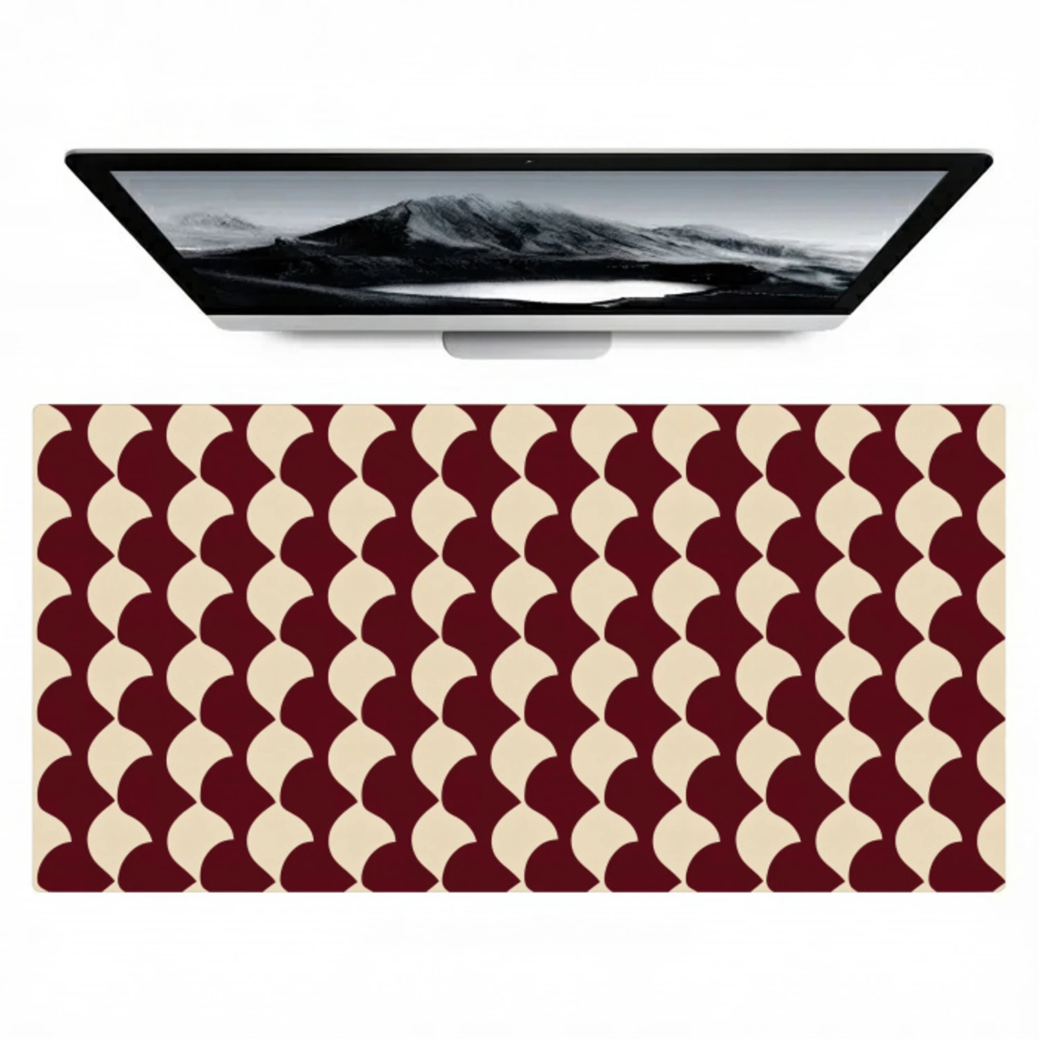 Rood - Tegelpatroon - Crème Muismat XXL klein 681 -zzz3d