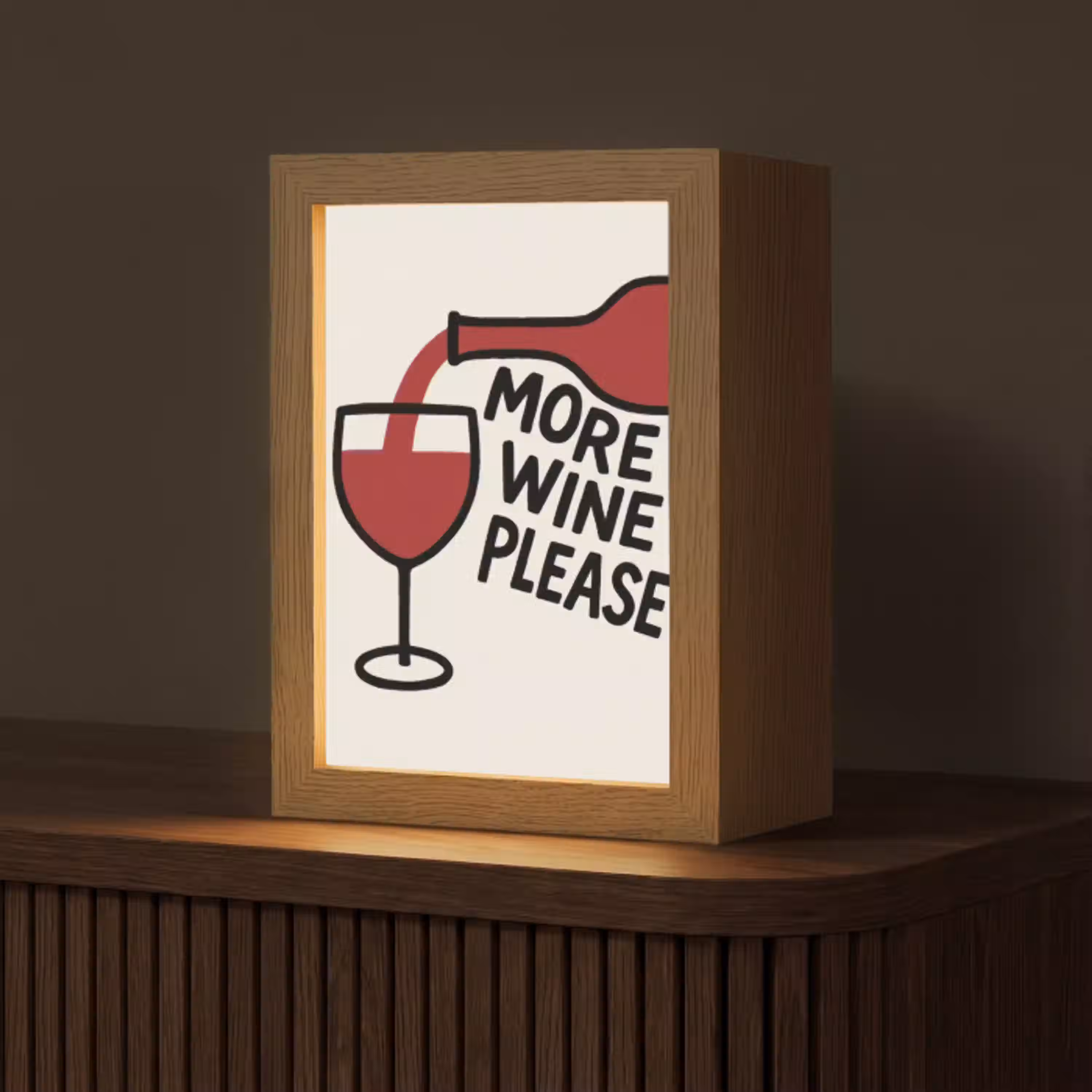 Wijnfles - Quote - Rood - Glas Light Box met kabel (Tafellamp) klein -z3d_website