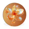 Glazen - Bloem - Oranje Wandcirkel aluminium klein -3d