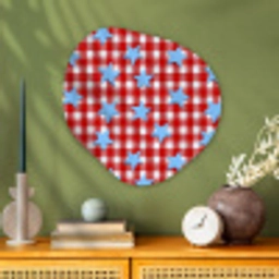 Ruit - Sterren - Rood Wandcirkel Organisch Aluminium middel 851 -sfeer2