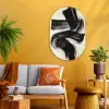 Strepen - Zwart - Abstract Wandcirkel Ovaal Glas middel -sfeer4