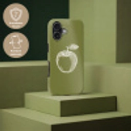 Lijntekening - Appel - Olijfgroen - Blaadje Toughcase MagSafe Apple iPhone 17 klein -USP_PrintM_DE