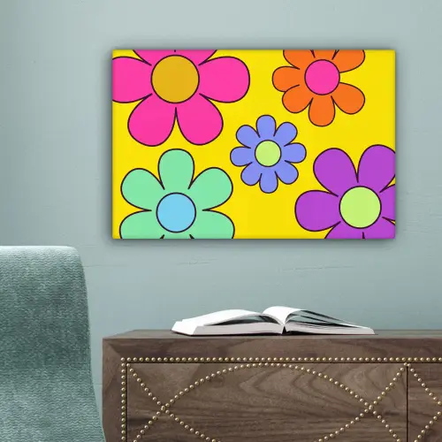 Bloemen - Illustratie - Kleurrijk canvas 2cm klein -sfeer4
